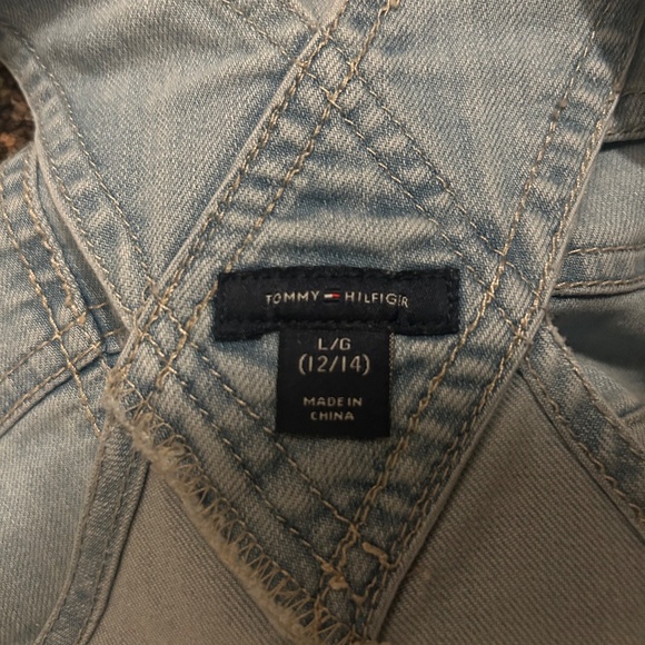 Tommy Hilfiger Kids Bundle Blue Overall Dress & Pink Cardigan Size 12/14 Preppy - Picture 6 of 8